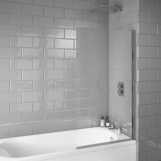 Square Edge 6mm Thick Bath Screen -Chrome