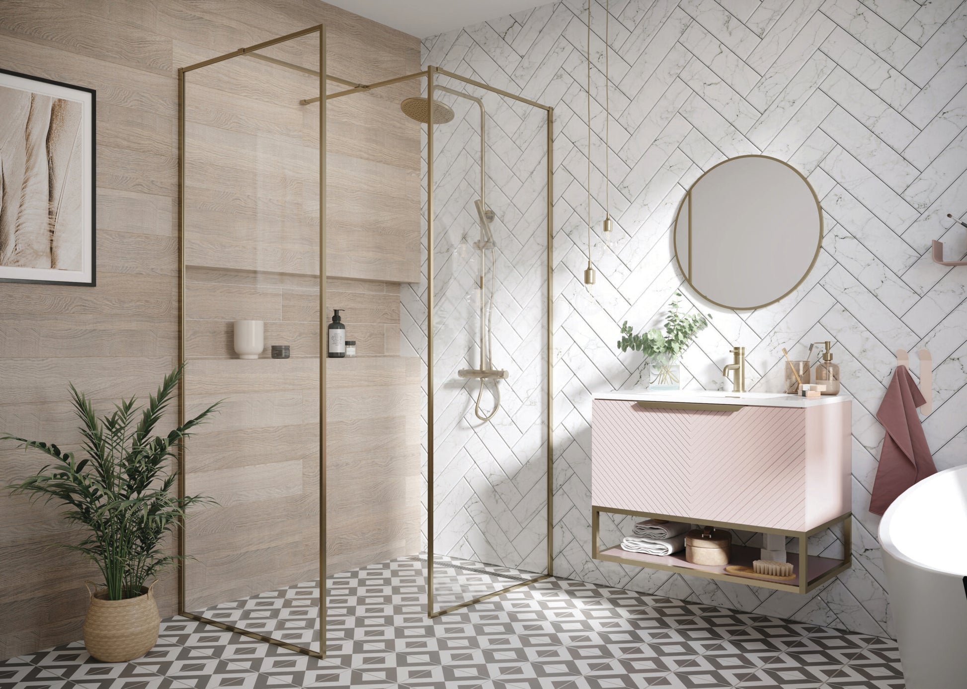 Minos Framed Straight Stabilising Bar - Brushed Brass