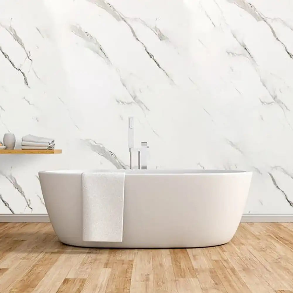Carrara Marble Gloss - 1000mm x 2400mm x 10mm - Gloss - Waterproof - 1 Fire Rated