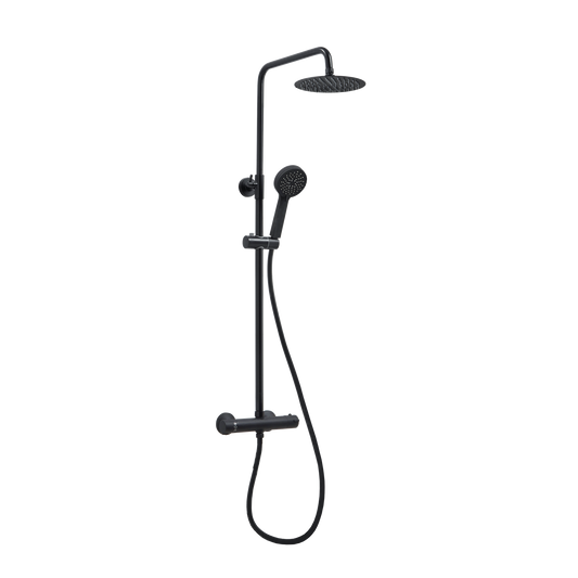 Middleton Black Round Rigid Riser Shower