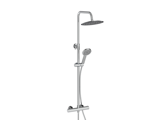 Serena Chrome Round Rigid Riser Shower Including Easy Fix kit