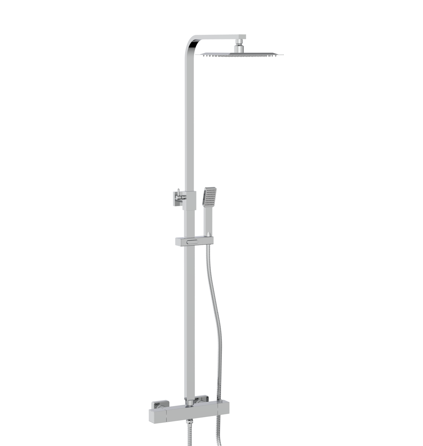 Chrome Square Rigid Riser Shower