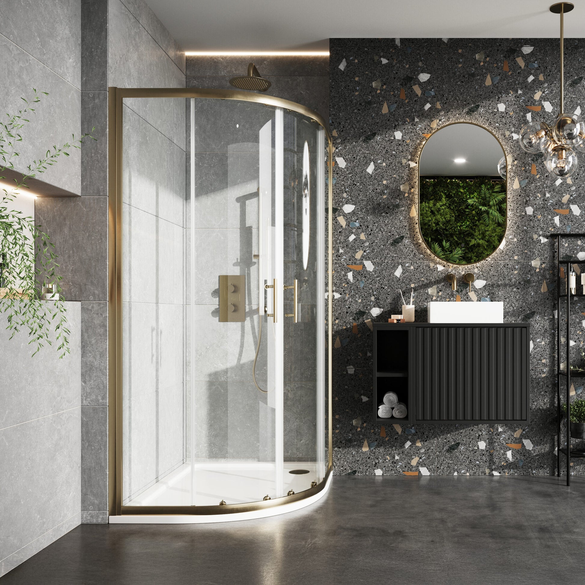 Korra Double Door Quadrant - Brushed Brass
