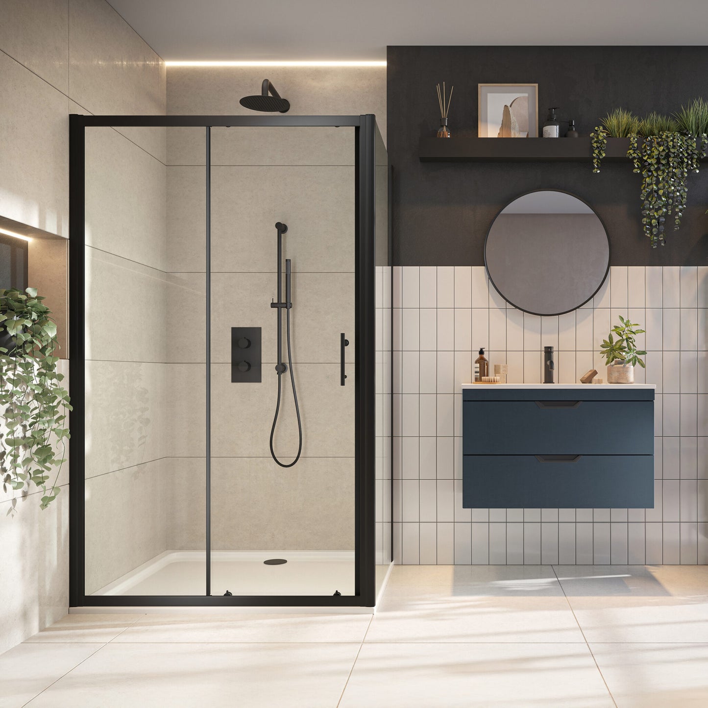 Korra Sliding Door - Black 1200mm