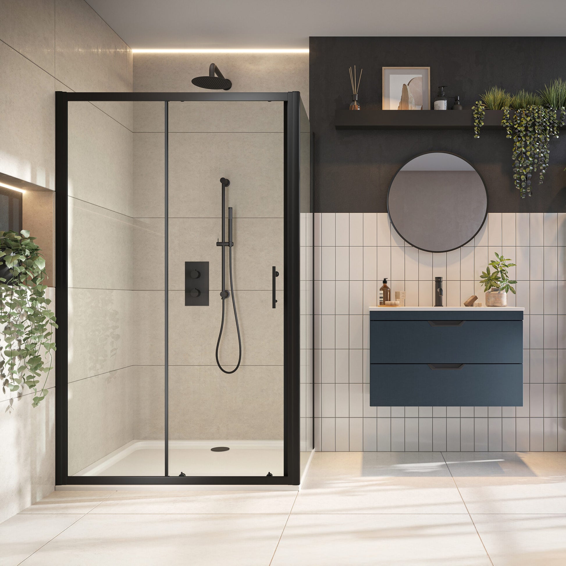 Korra Sliding Door - Black 1200mm