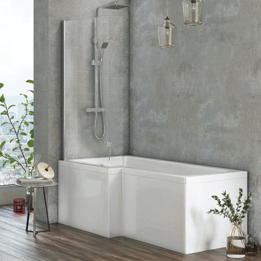 L Shape Chrome Bath Screen
