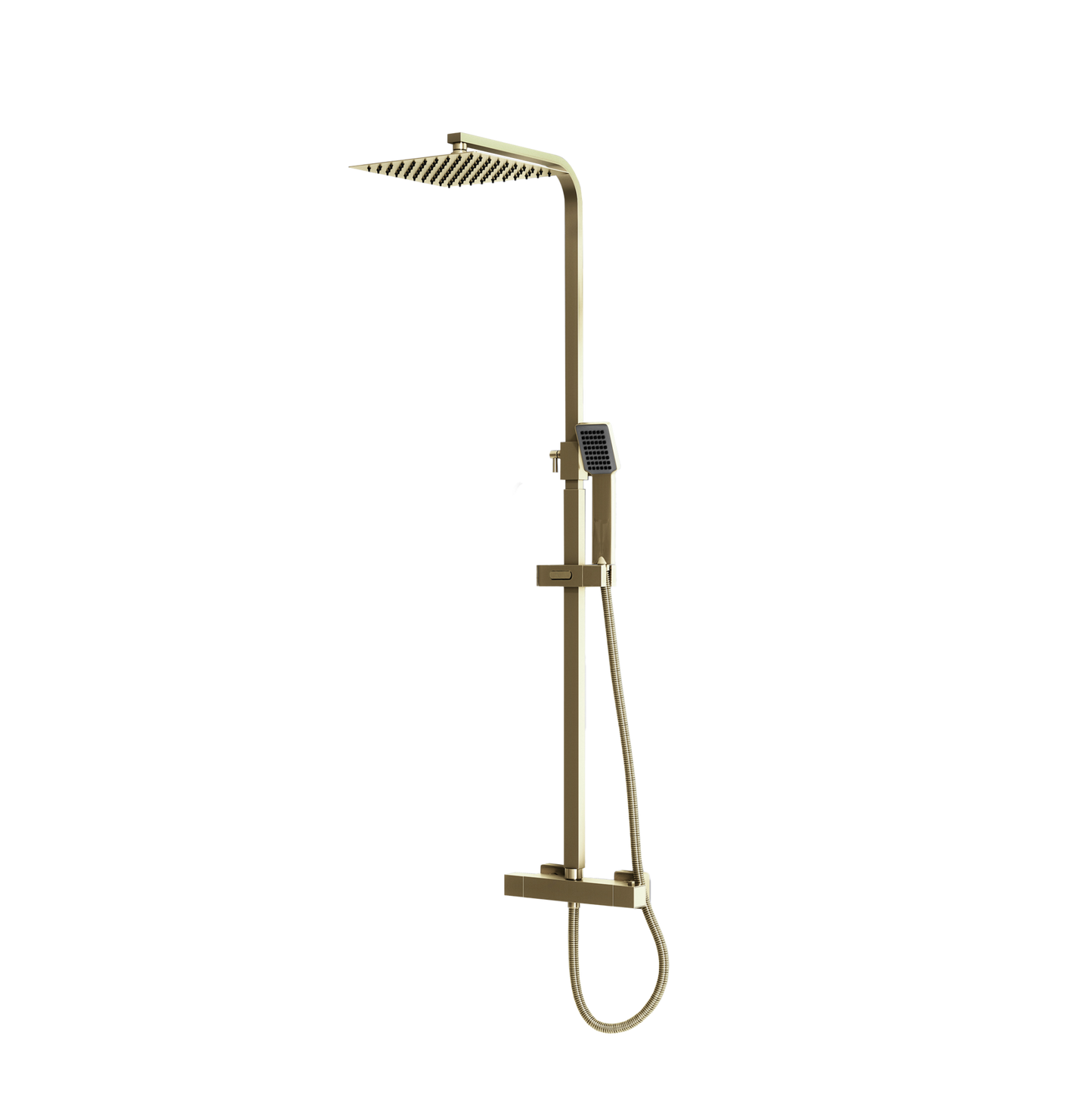 Elliot Brushed Brass Square Rigid Riser Shower - Brass