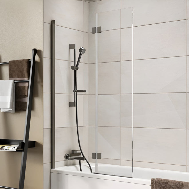 Thalia Inward Opening Bath Screen - Gunmetal