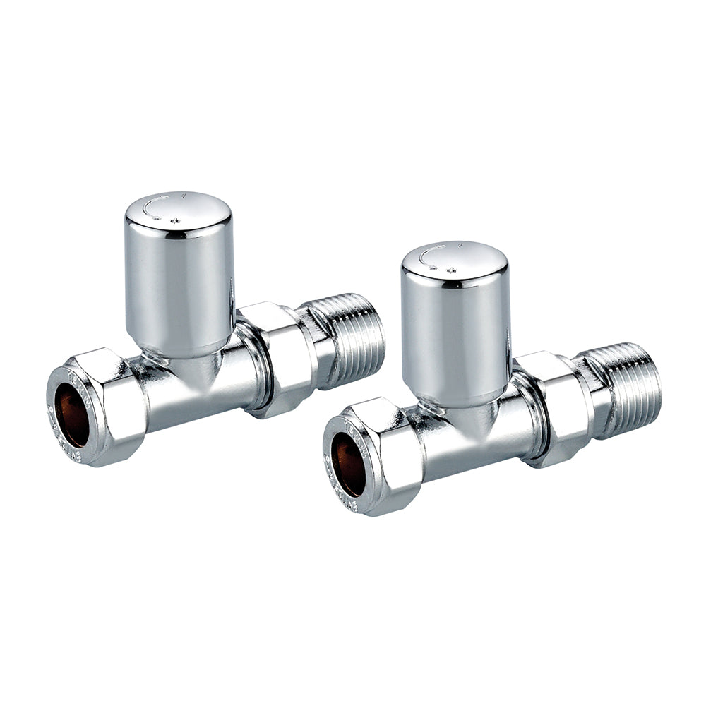 Straight 15mm Radiator Valve Pair