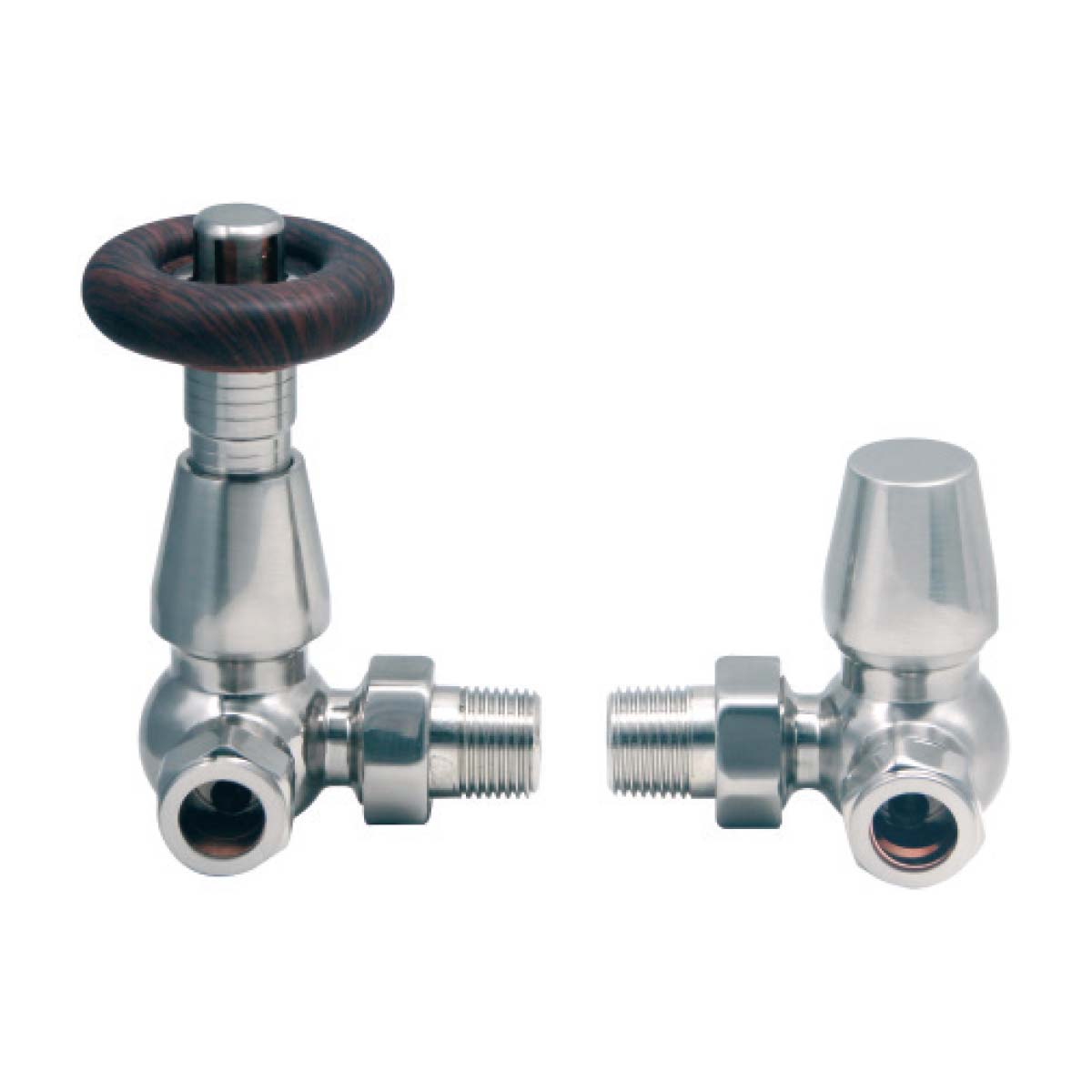 Designer Corner Satin Pair Valves Nickel Radiator TVR