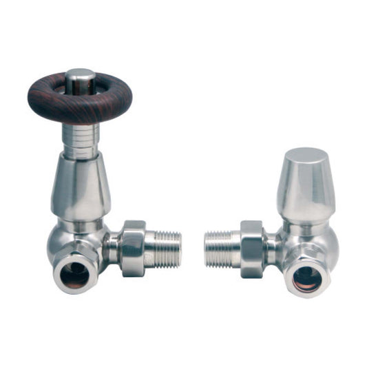 Designer Corner Satin Pair Valves Nickel Radiator TVR