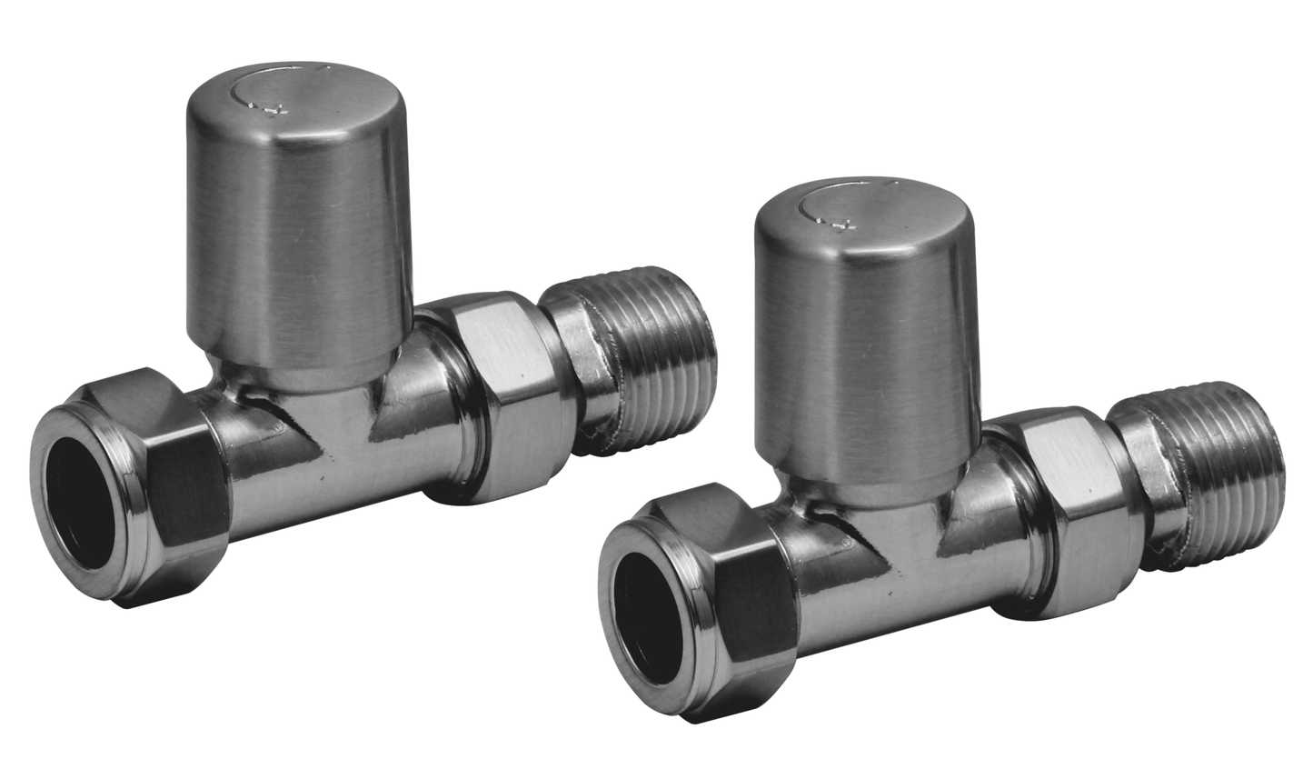 Straight 15mm Radiator Valve Pair