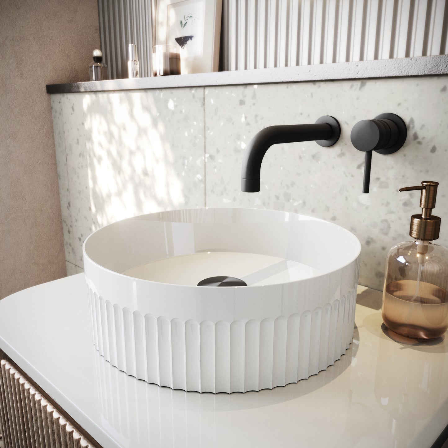 Fluted Oval Countertop Basin