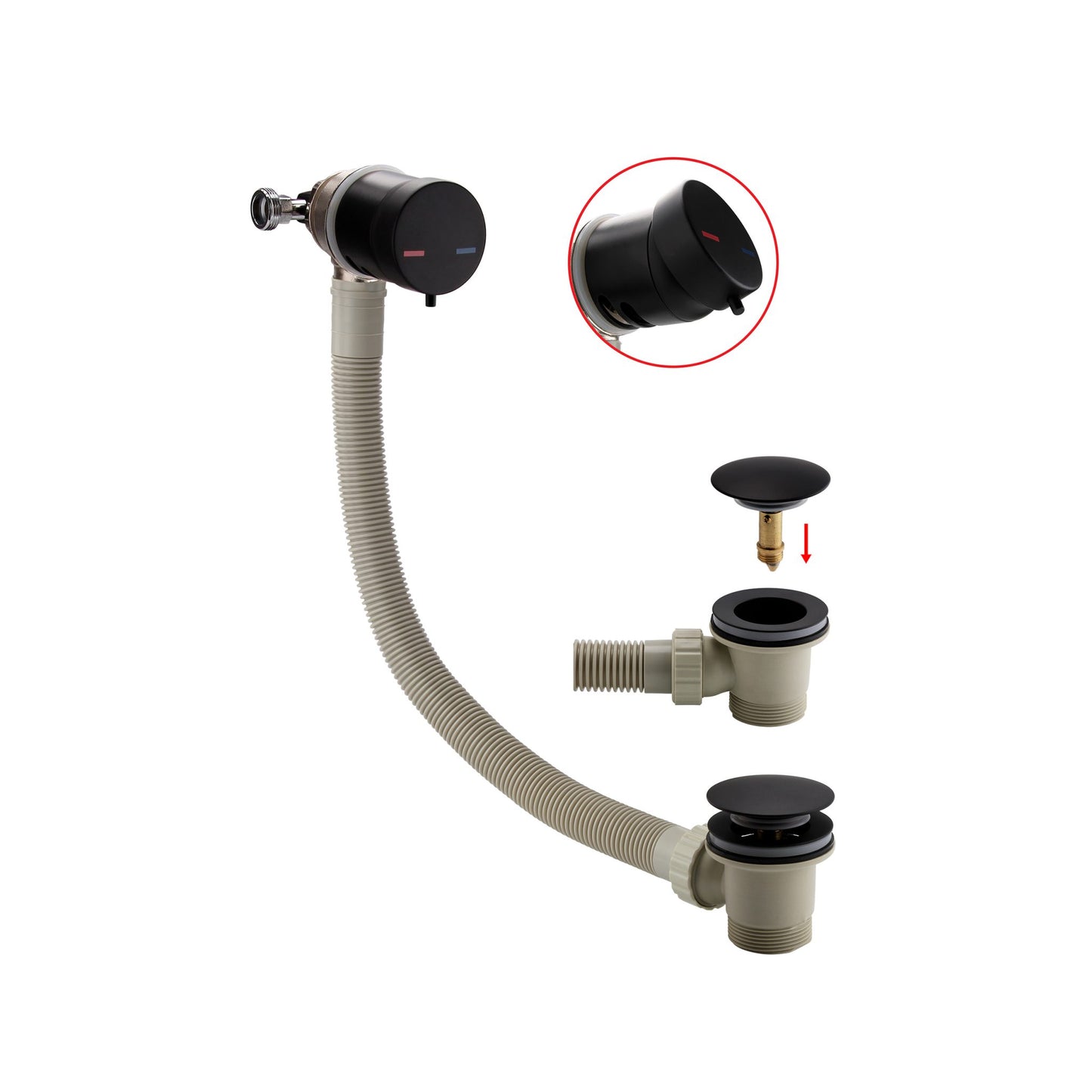 Square Bath Filler, Overflow & Valve