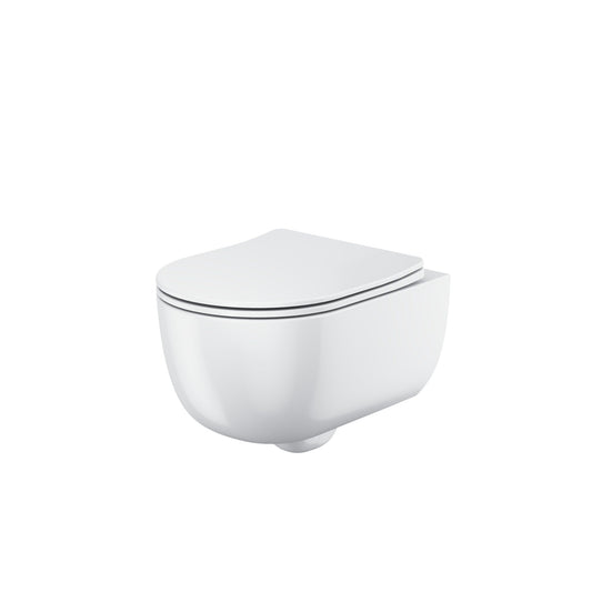 RIVIEA RIMLESS ROUND WALL HUNG PAN INCLUDING SOFT CLOSE SEAT