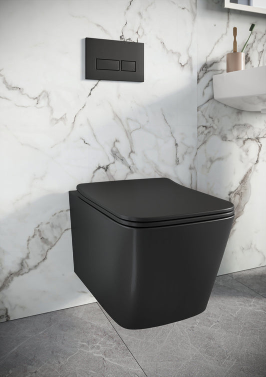 RIVIEA RIMLESS SQUARE WALL HUNG PAN INCLUDING  SOFT CLOSE SEAT