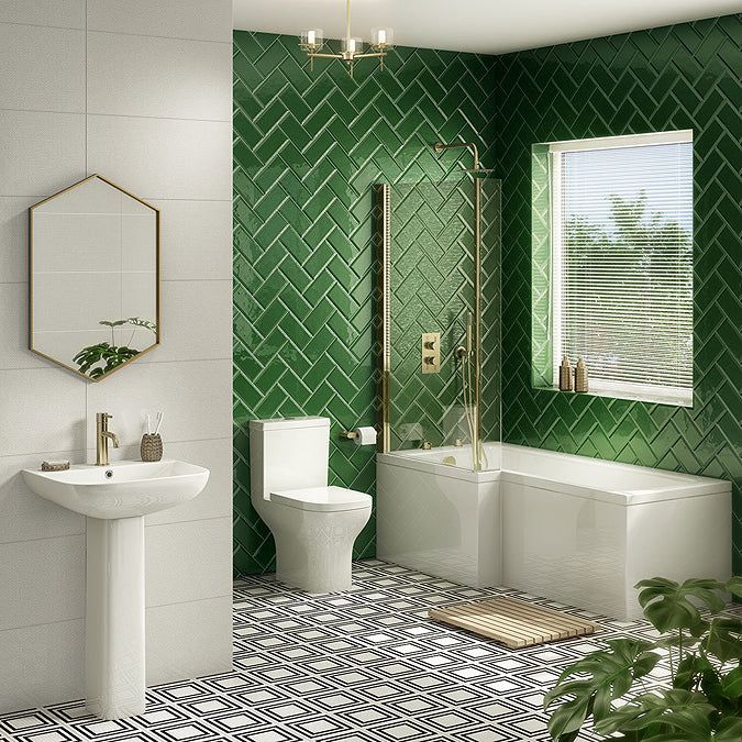 WWP Brushed Brass Luxury Bathroom Suite  (Right Hand Bath)