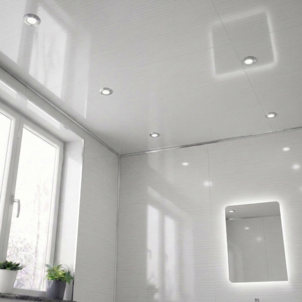 White Wood Gloss - 1000mm x 2400mm x 10mm - Gloss - Waterproof - 1 Fire Rated