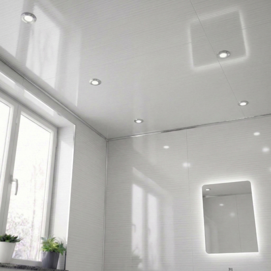 White Wood Gloss - 1000mm x 2400mm x 10mm - Gloss - Waterproof - 1 Fire Rated