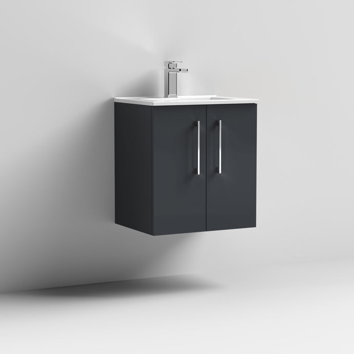 500mm Wall Hung 2 Door Vanity & Basin 2