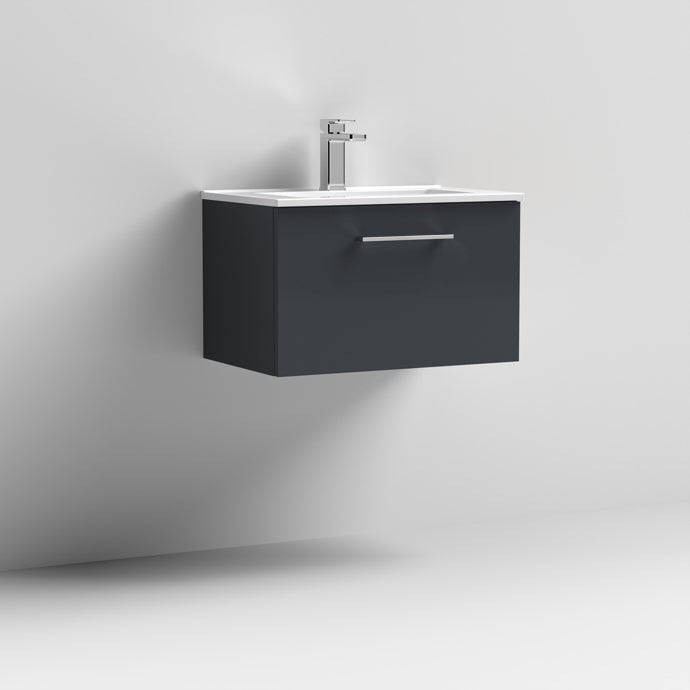 600mm Wall Hung 1 Drawer Vanity & Basin 2