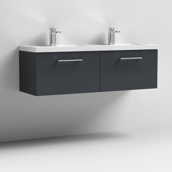 1200mm Wall Hung 2 Drawer Vanity & Double Basin (PMB424)