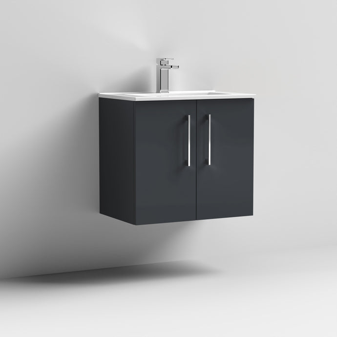 600mm Wall Hung 2 Door Vanity & Basin 2