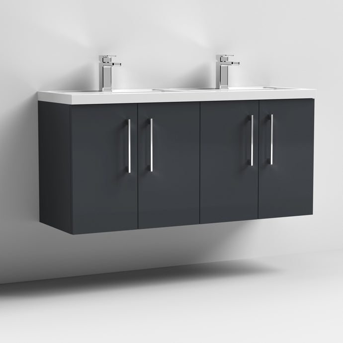 1200mm Wall Hung 4 Door Vanity & Double Basin (PMB424)