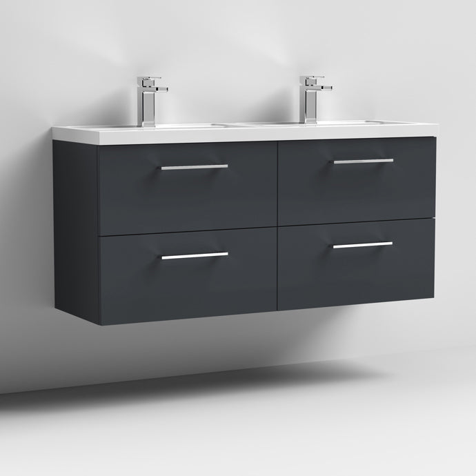 1200mm Wall Hung 4 Drawer Vanity & Double Basin (PMB424)