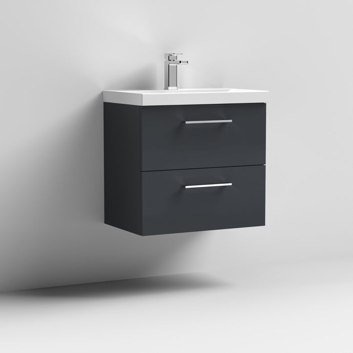 600mm Wall Hung 2 Drawer Vanity & Basin 3