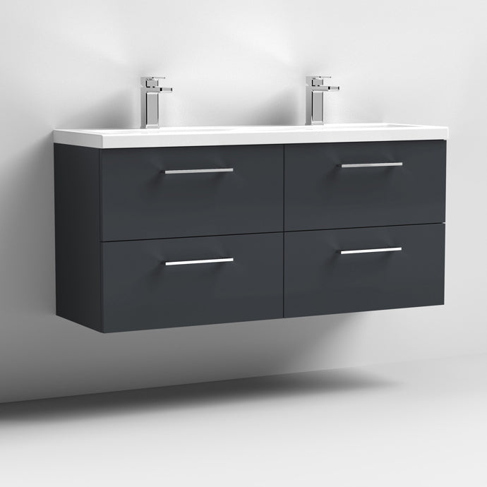 1200mm Wall Hung 4 Drawer Vanity & Double Basin (CBM424)