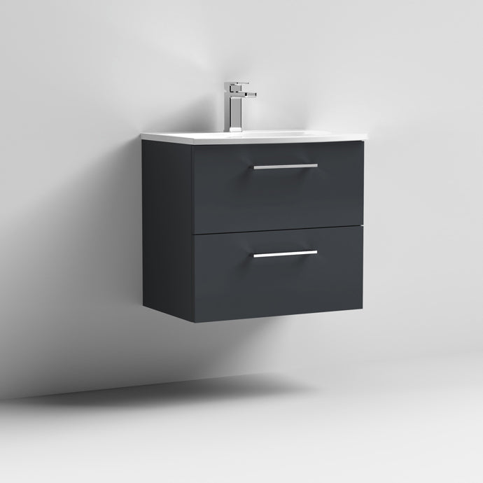 600mm Wall Hung 2 Drawer Vanity & Basin 4