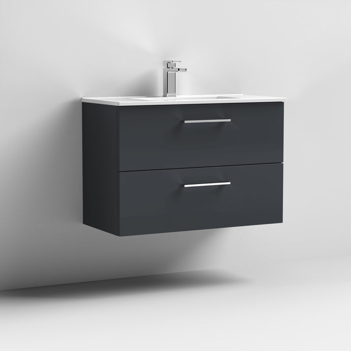 800mm Wall Hung 2 Drawer Vanity & Basin 2