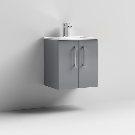 500mm Wall Hung 2 Door Vanity & Basin 2