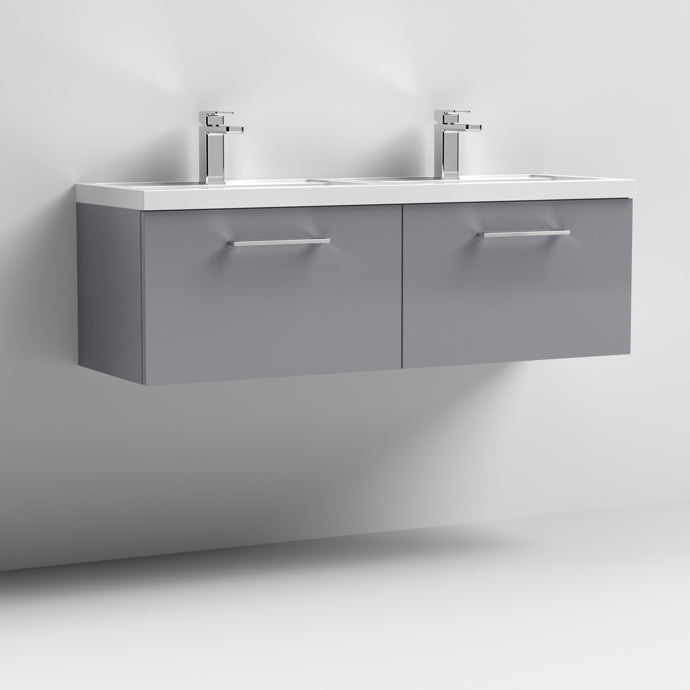 1200mm Wall Hung 2 Drawer Vanity & Double Basin (PMB424)