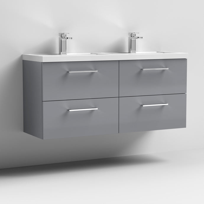 1200mm Wall Hung 4 Drawer Vanity & Double Basin (PMB424)
