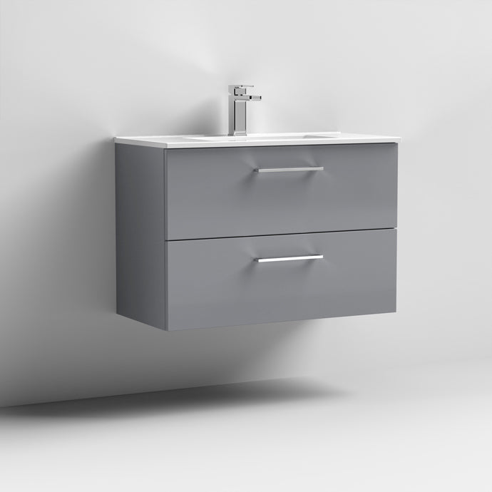 800mm Wall Hung 2 Drawer Vanity & Basin 2