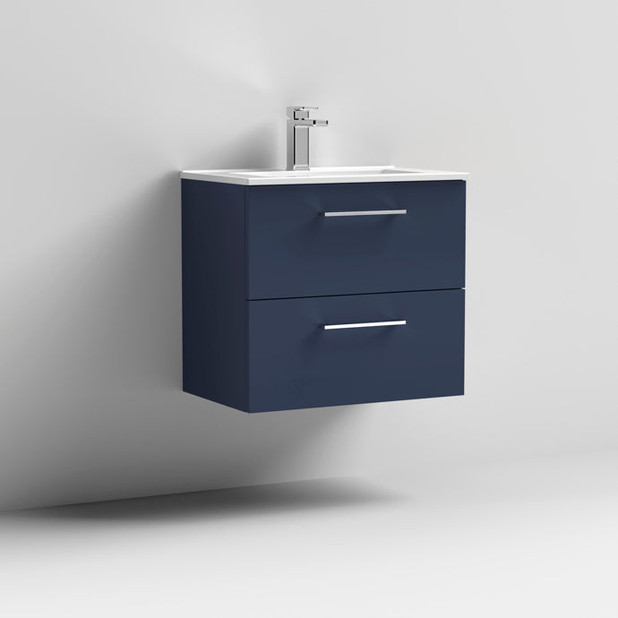 600mm Wall Hung 2 Drawer Vanity & Basin 2