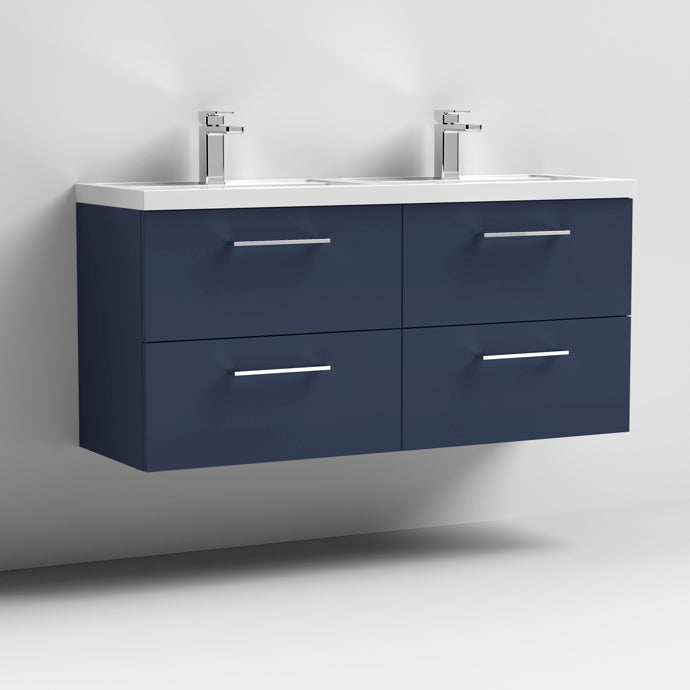1200mm Wall Hung 4 Drawer Vanity & Double Basin (PMB424)