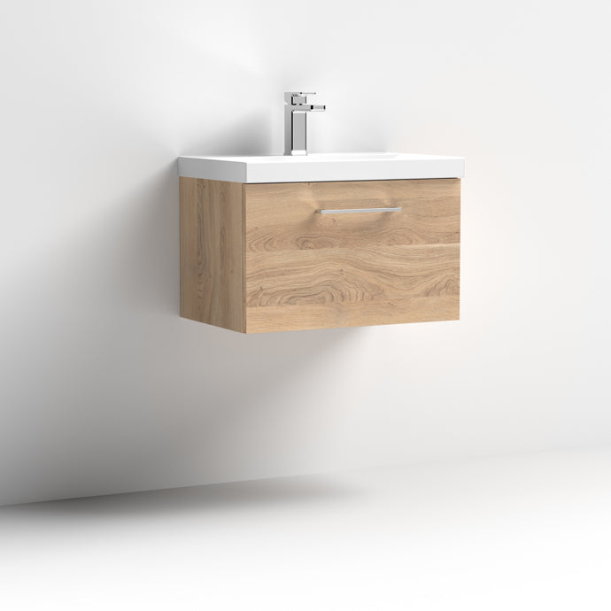 600mm Wall Hung 1 Drawer Vanity & Basin 1