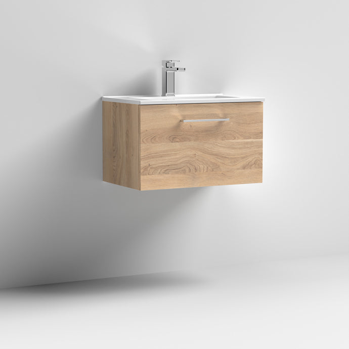 600mm Wall Hung 1 Drawer Vanity & Basin 2