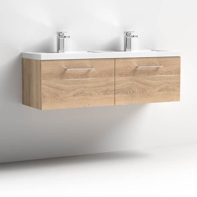 1200mm Wall Hung 2 Drawer Vanity & Double Basin (PMB424)