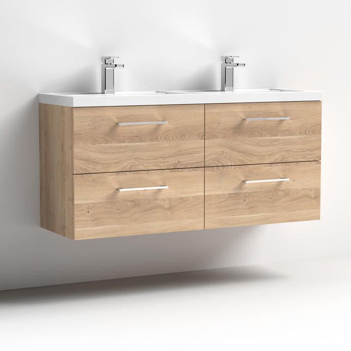 1200mm Wall Hung 4 Drawer Vanity & Double Basin (PMB424)