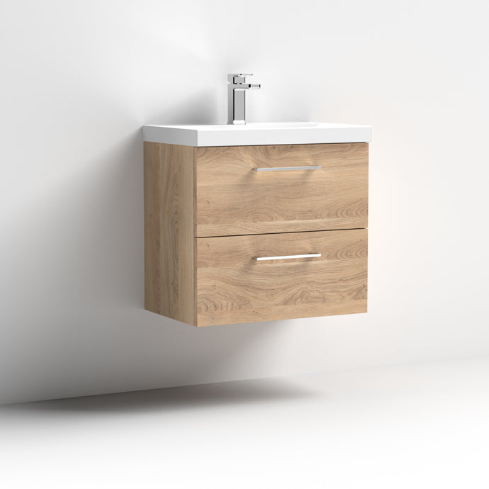 600mm Wall Hung 2 Drawer Vanity & Basin 3