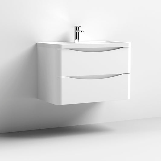 800mm Wall Hung 2 Drawer Vanity & Polymarble Basin