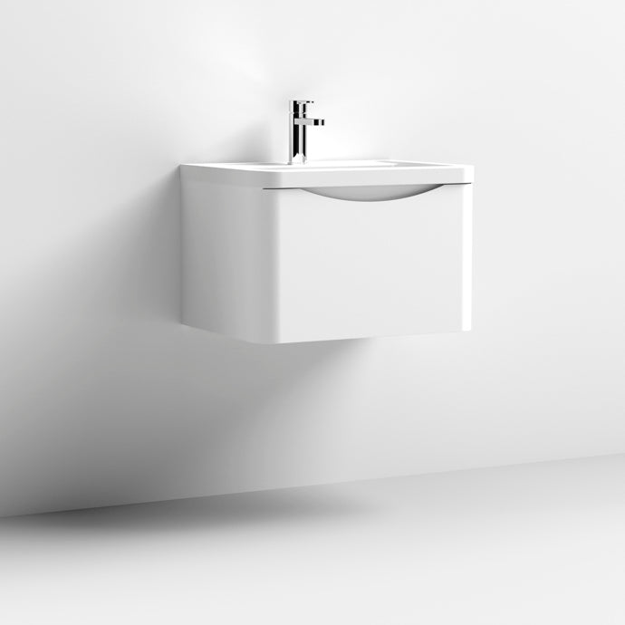 600mm Wall Hung 1 Drawer Vanity & Polymarble Basin