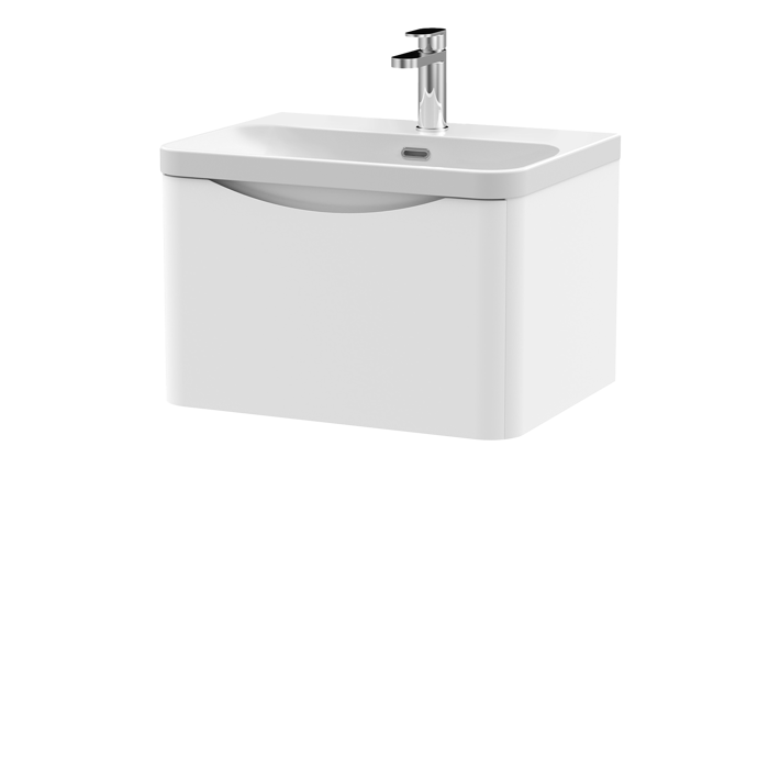 600mm Wall Hung 1 Drawer Vanity & Thin Edge Ceramic Basin