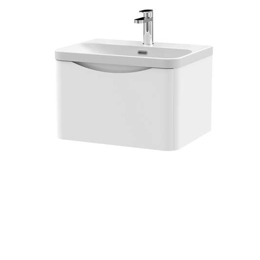 600mm Wall Hung 1 Drawer Vanity & Thin Edge Ceramic Basin
