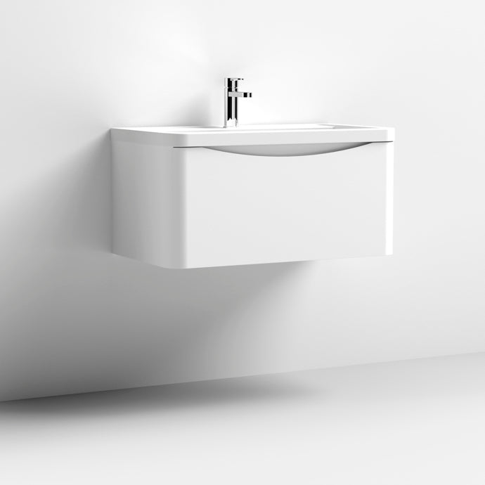 800mm Wall Hung 1 Drawer Vanity & Polymarble Basin