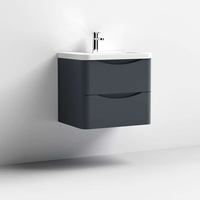 600mm Wall Hung 2 Drawer Vanity & Ceramic Basin